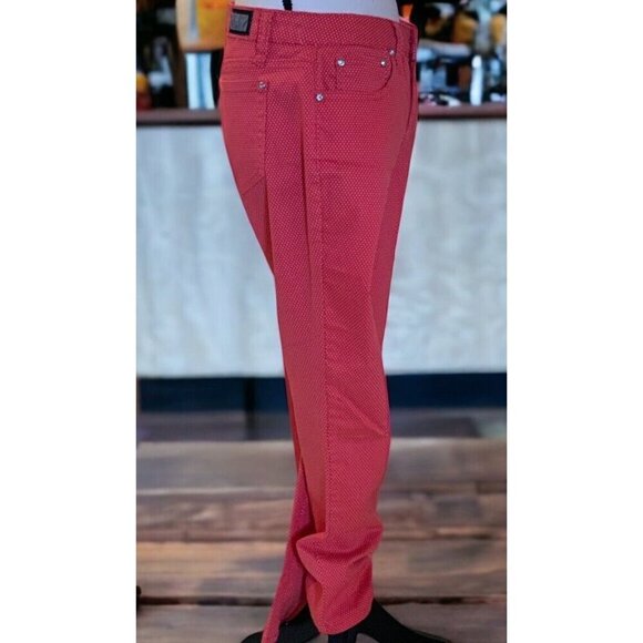 Earl Jean Womens Skinny Jeans Size 8 Salmon Polka Dot - Picture 13 of 15